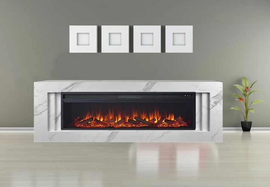 Линейный электрокамин Royal Flame Line 60 SFT White Marble с очагом Vision 60 LOG LED фото#6