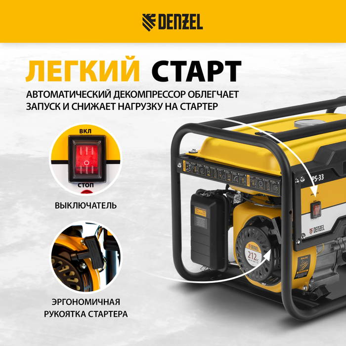 Бензиновый генератор DENZEL PS-33 фото#5