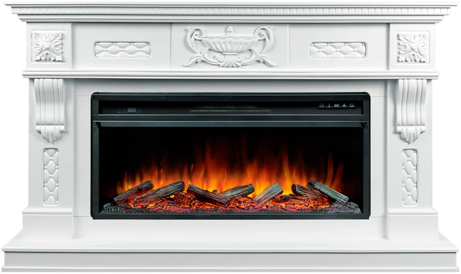 Линейный электрокамин Royal Flame Corsica с очагом Vision 42 LOG LED (матовый белый)