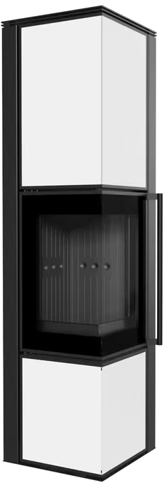 Дровяная печь Kratki TORA/L PRO, белый, черная футеровка, с доводчиком