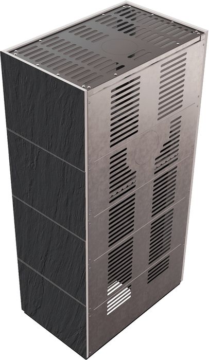 Готовый дровяной каминокомплект Kratki FLOKI PRO NATURALI ARDESIA NERO A SPACCO, угловое стекло слева фото#4