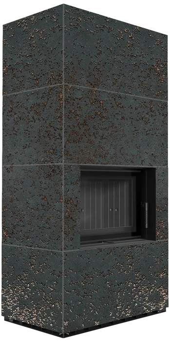 Готовый дровяной каминокомплект Kratki FLOKI PRO OXIDE NERO, черная футеровка