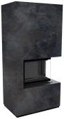 Готовый дровяной каминокомплект Kratki FLOKI PRO OXIDE NERO, угловое стекло справа, черная футеровка