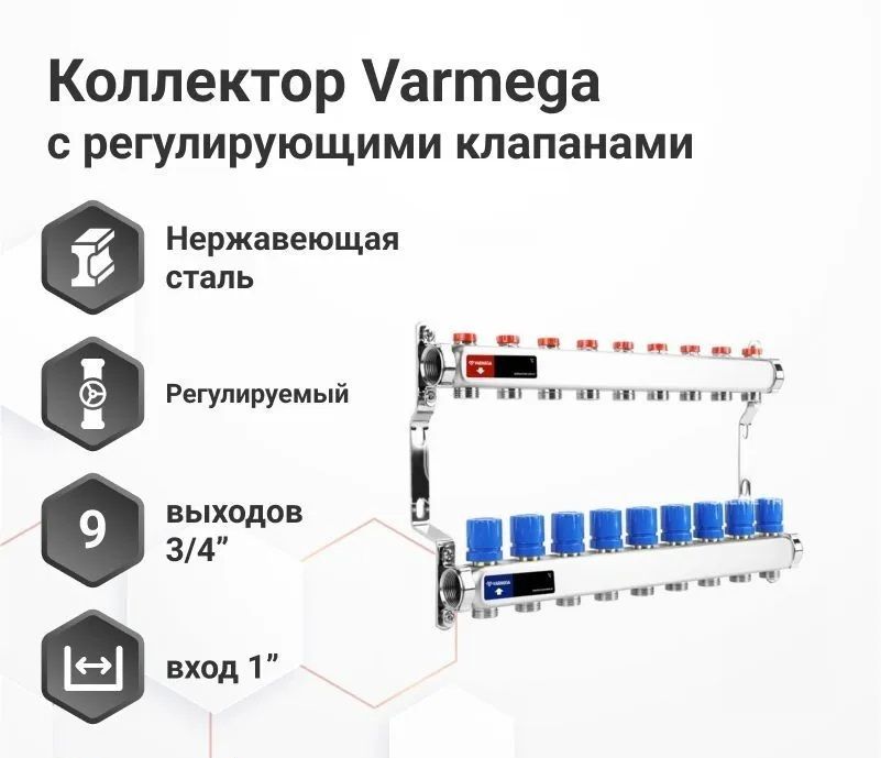 Для отопления VARMEGA VM15509 1", 9 x 3/4"EK фото#3