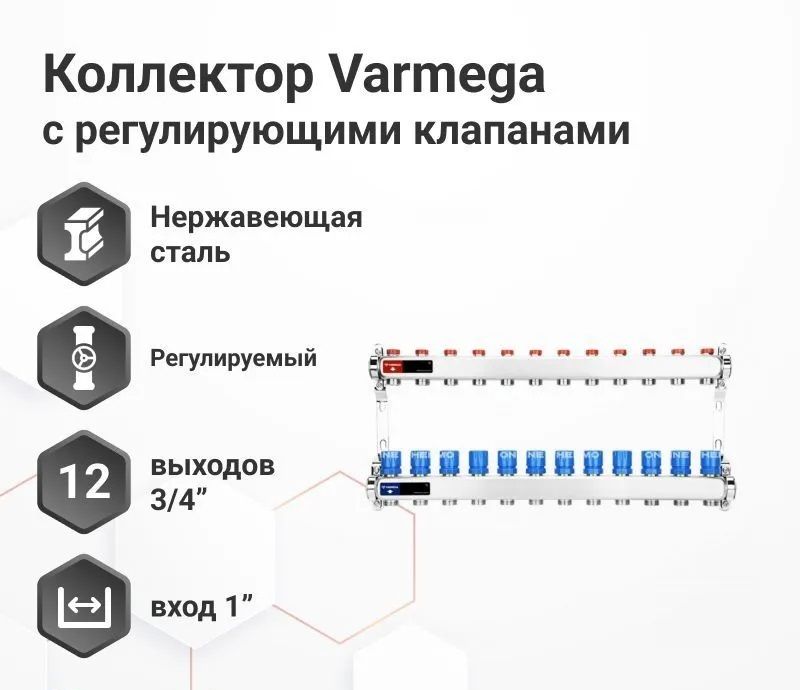 Для отопления VARMEGA VM15512 1", 12 x 3/4"EK фото#3