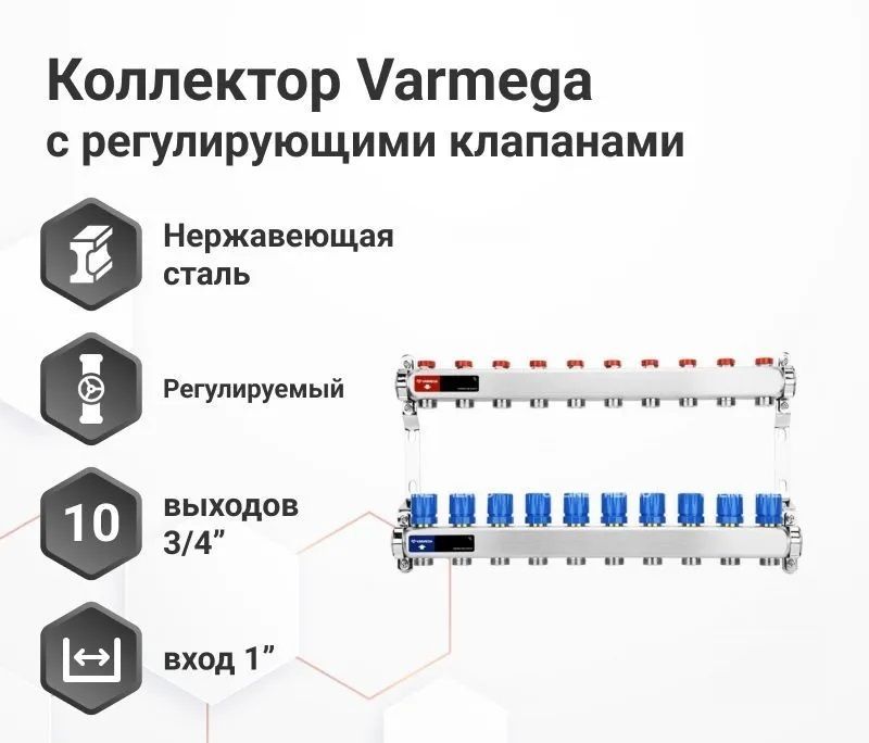 Для отопления VARMEGA VM15510 1", 10 x 3/4"EK фото#3