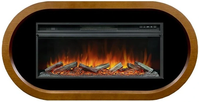 Линейный электрокамин Royal Flame Ellips 42 (орех) с очагом Vision 42 LOG LED