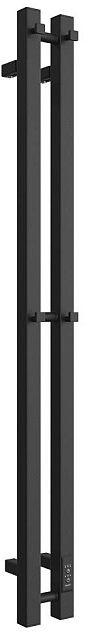 Электрический полотенцесушитель вертикальная лесенка STOUT ROCK quadro 120*08 Черный матовый 2 опоры фото#2