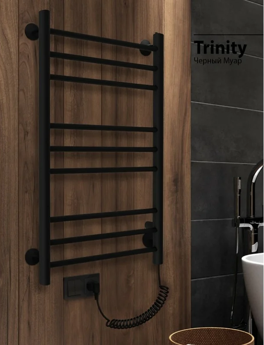 Электрический полотенцесушитель лесенка INDIGO Line Trinity (el) 100/50 Черный муар фото#3