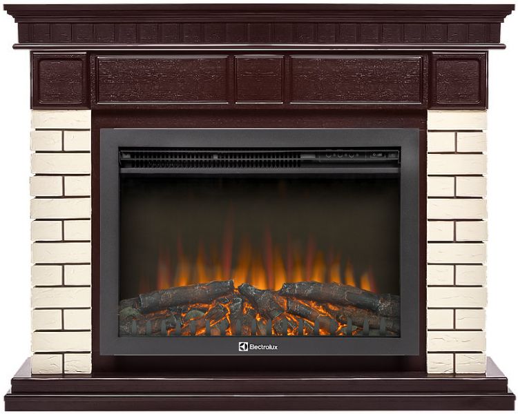 Электрокамин Electrolux EFP/P-2520LS N с порталом Firelight Bricks 25 камень бежевый, шпон темный дуб