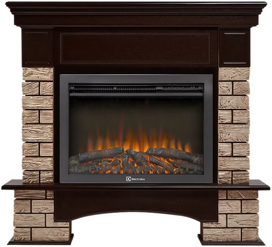 Электрокамин Electrolux EFP/P-2520LS N с порталом Firelight Forte Wood 25 камень коричневый, шпон темный дуб