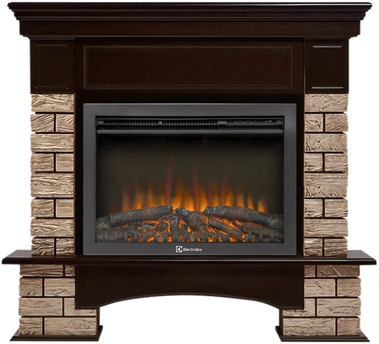 Электрокамин Electrolux EFP/P-2520LS N с порталом Firelight Forte Wood 25 камень коричневый, шпон темный дуб