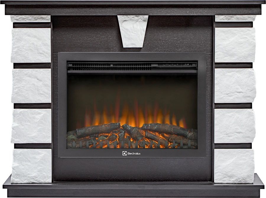 Электрокамин Electrolux EFP/P-2520LS N с порталом Firelight Excalibur 25 камень белый, шпон венге