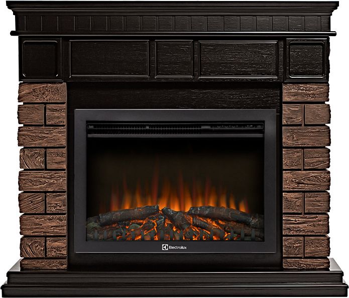 Электрокамин Electrolux EFP/P-2520LS N с порталом Firelight Bricks Wood 25 камень коричневый, шпон темный дуб