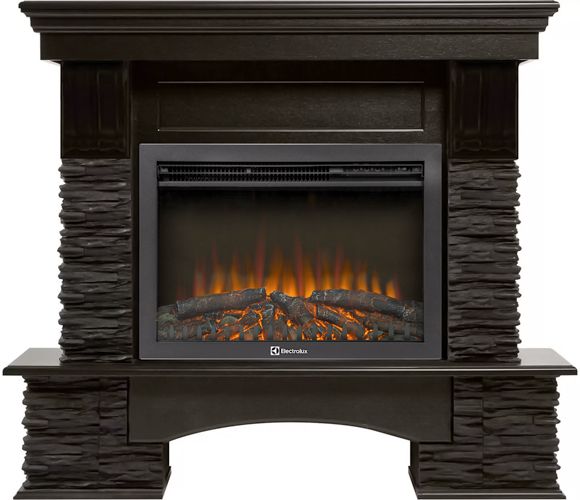 Электрокамин Electrolux EFP/P-2520LS N с порталом Firelight Pietra Nuovo 25 камень сланец чёрный, шпон венге