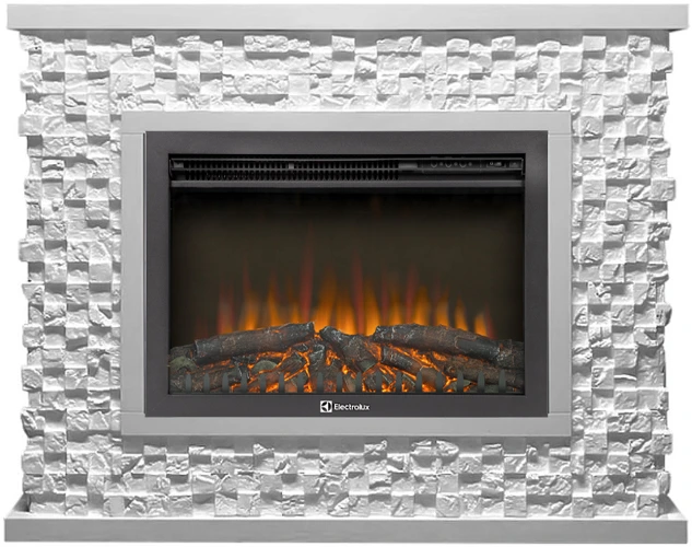 Электрокамин Electrolux EFP/P-2520LS N с порталом Firelight Quadro 25 камень песчаник античный белый, белая эмаль
