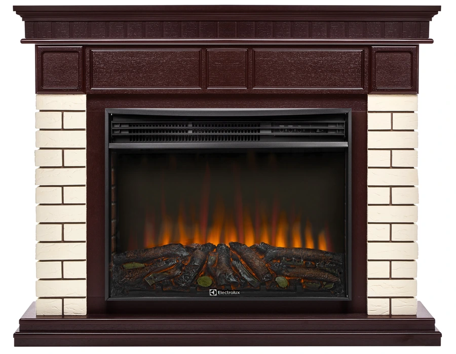 Электрокамин Electrolux EFP/P-3020LS N с порталом Firelight Bricks 30 камень бежевый, шпон темный дуб