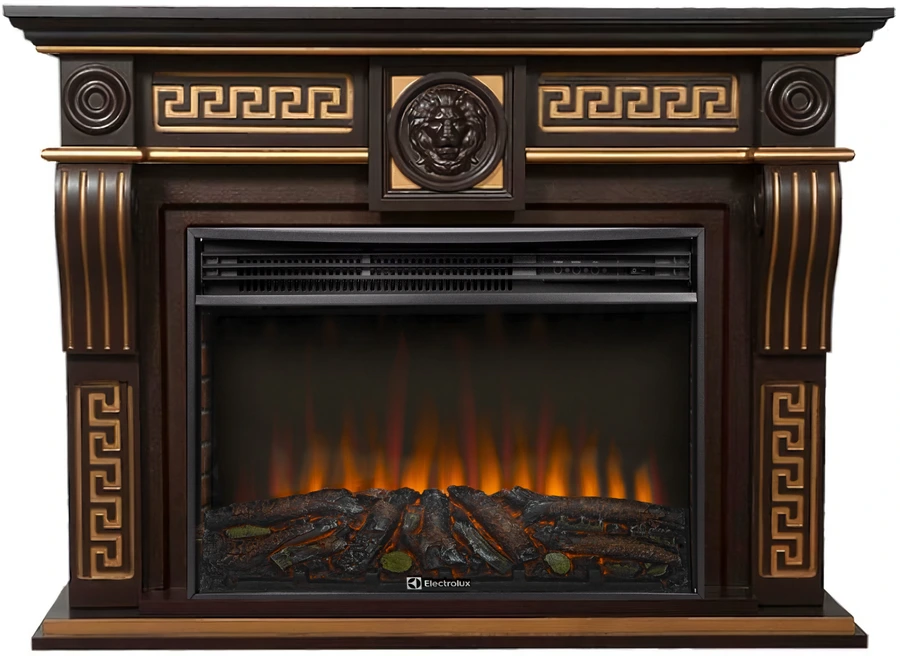 Электрокамин Electrolux EFP/P-3020LS N с порталом Firelight Vittoriano 30 Темный дуб с золотой патиной