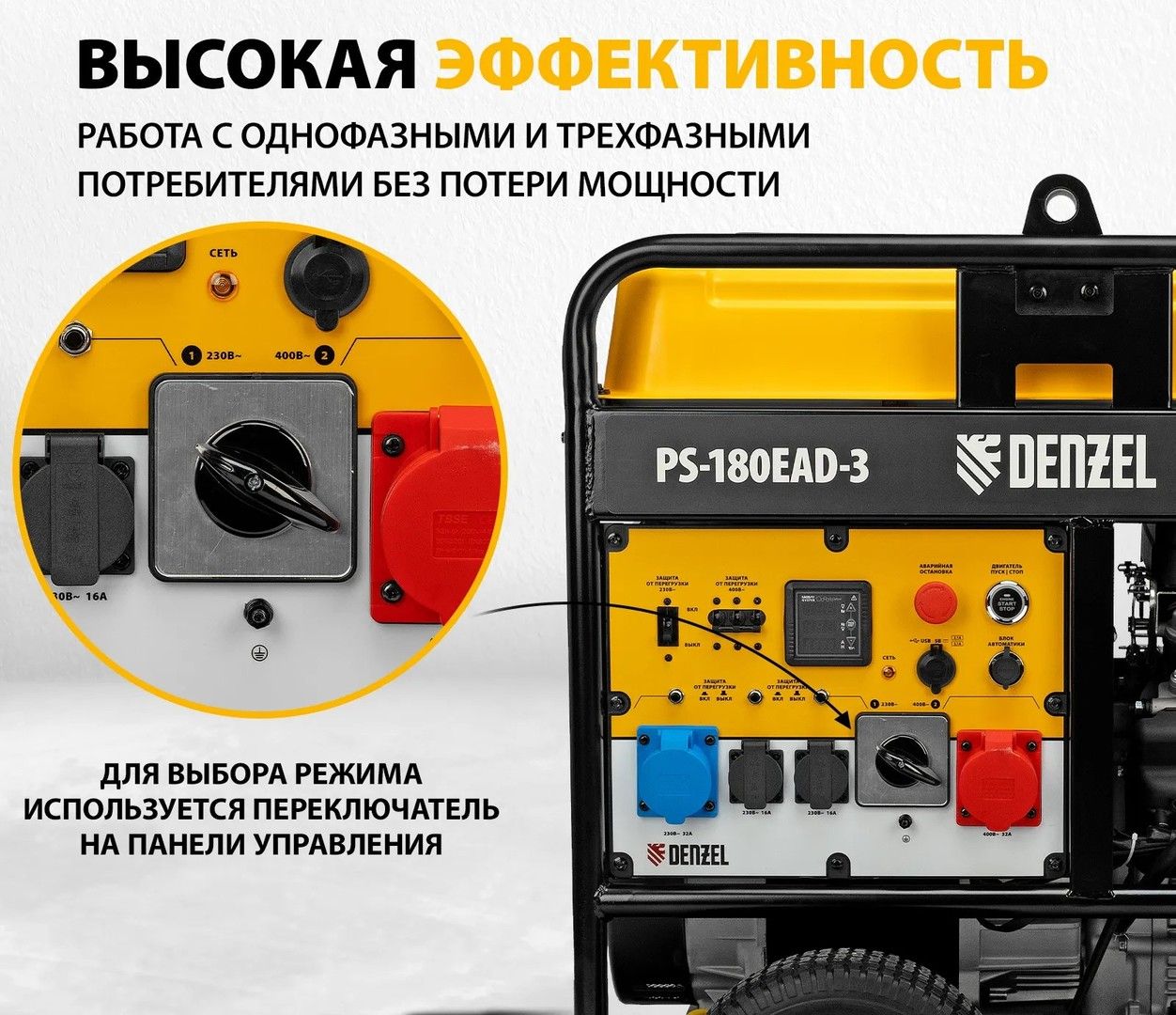 Бензиновый генератор DENZEL PS-180EAD-3 фото#4