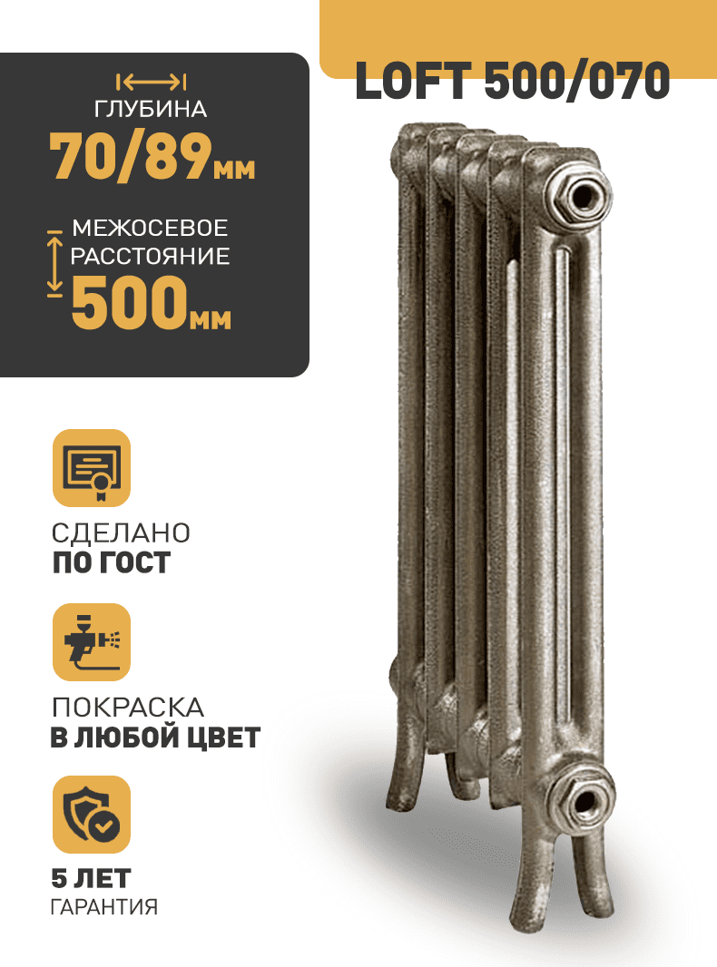 Чугунный радиатор Радимакс LOFT 500/070 1 секция фото#2