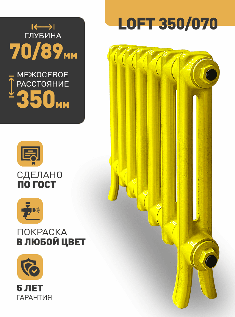Чугунный радиатор Радимакс LOFT 350/070 1 секция фото#2