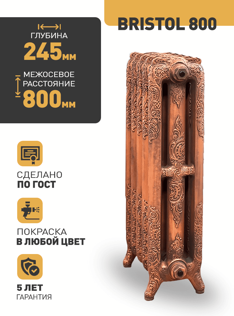 Чугунный радиатор Радимакс BRISTOL 800 1 секция фото#2