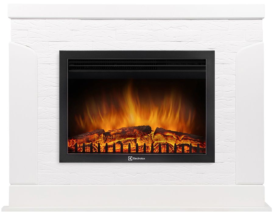 Электрокамин Electrolux EFP/P-2520LS с порталом Firelight Prestigio 25 камень белый, шпон белый дуб