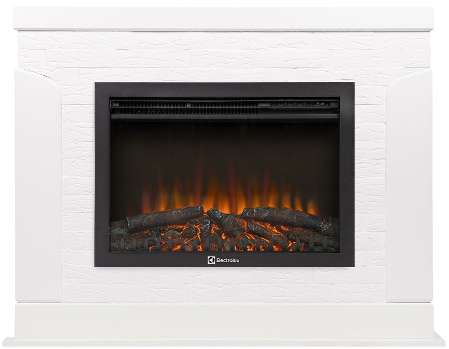 Электрокамин Electrolux EFP/P-2520LS N с порталом Firelight Prestigio 25 камень белый, шпон белый дуб