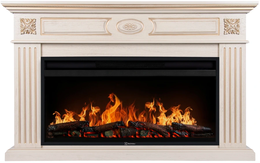 Электрокамин Electrolux EFP/P-3620LS с порталом Firelight Siena 36, слоновая кость с золотой патиной