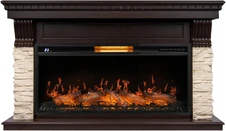 Электрокамин Royal Thermo Aurora RTFP/P-AR40LS с порталом Firelight Michigan 40, камень молочный, шпон темный дуб
