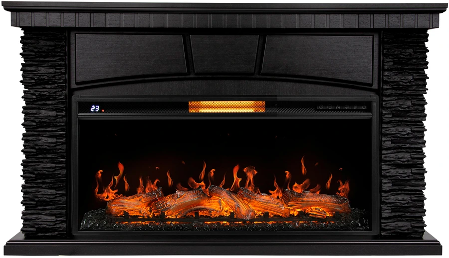 Электрокамин Royal Thermo Aurora RTFP/P-AR40LS с порталом Firelight Porto 40 камень черный шпон венге