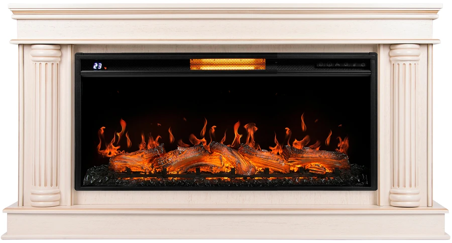 Электрокамин Royal Thermo Aurora RTFP/P-AR40LS с порталом Firelight Olympia 40, слоновая кость с золотой патиной