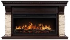 Электрокамин Electrolux EFP/P-3620LS с порталом Firelight Michigan 36, камень молочный, шпон темный дуб