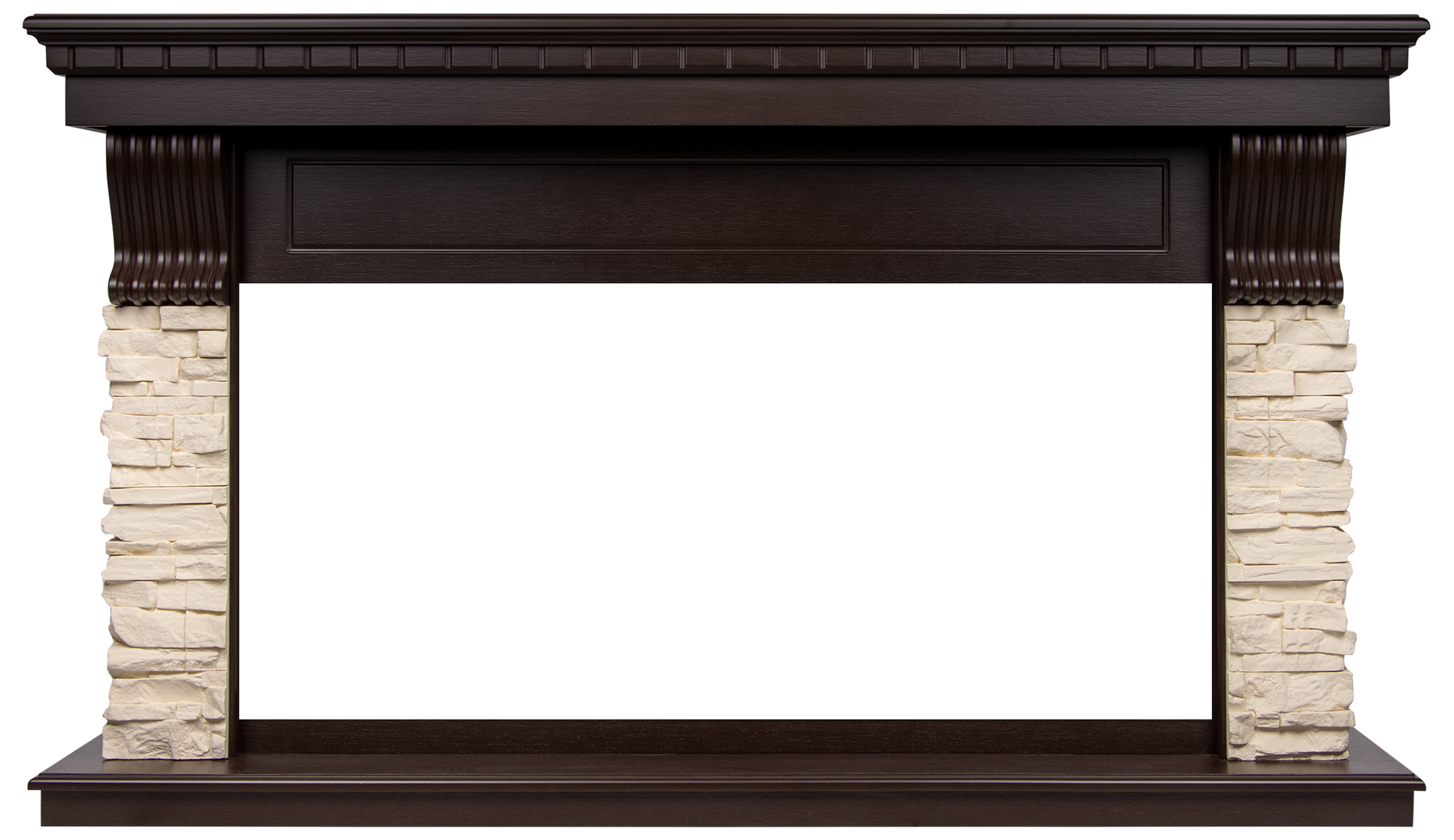 Линейный электрокамин Electrolux EFP/P-4220LS с порталом Firelight Michigan 42, камень молочный, шпон темный дуб фото#3