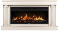 Линейный электрокамин Electrolux EFP/P-4220LS с порталом Firelight Olympia 42, слоновая кость с золотой патиной