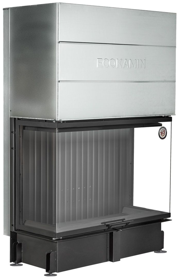 Трёхсторонняя дровяная топка ЭКОКАМИН Дельта 1200х800х450PB три стекла подовая черный шамот фото#6