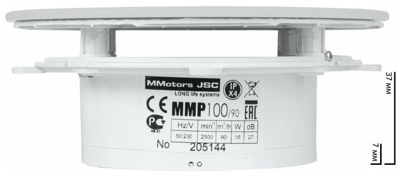 Вытяжка для ванной Mmotors ММ-Р 01 пластик круг, 90 м3/ч, с обратным клапаном/белый глянец фото#3