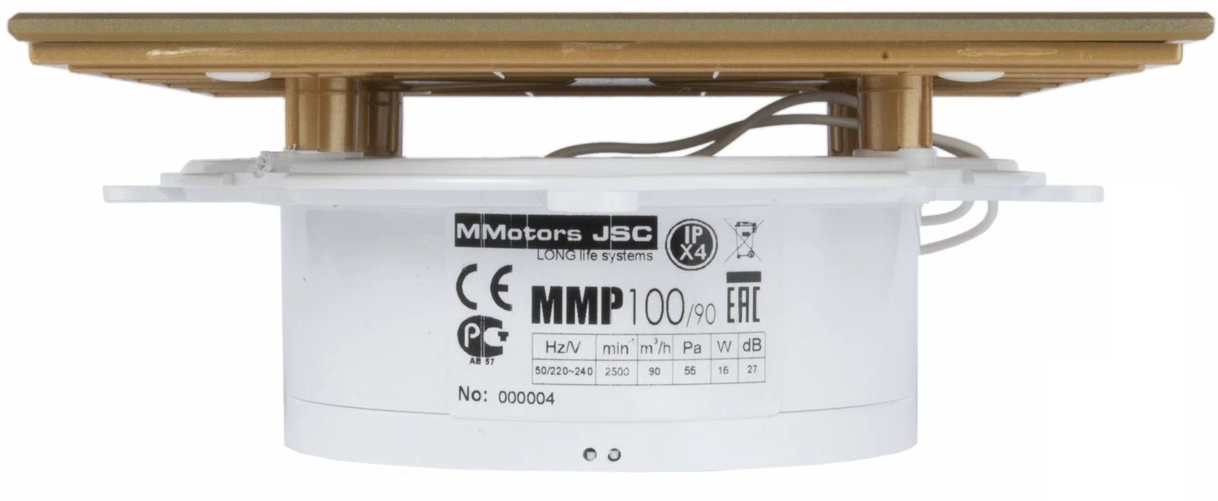 Вытяжка для ванной Mmotors ММ-Р 06 стекло прямое, 90 м3/ч, 16 Вт, с обратным клапаном/золото фото#3