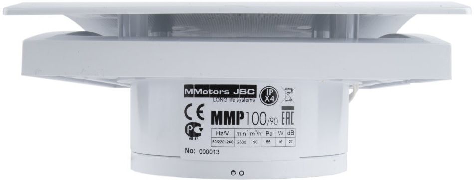 Вытяжка для ванной Mmotors ММ-Р 01 пластик овал, 90 м3/ч, 16 Вт, с обратным клапаном/серый матовый фото#2
