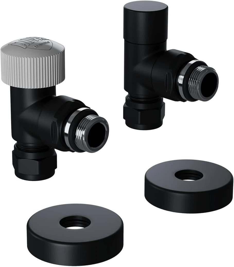 Термостатический вентиль Royal Thermo DESIGN PRO угловой М30х1,5 1/2" (черный)